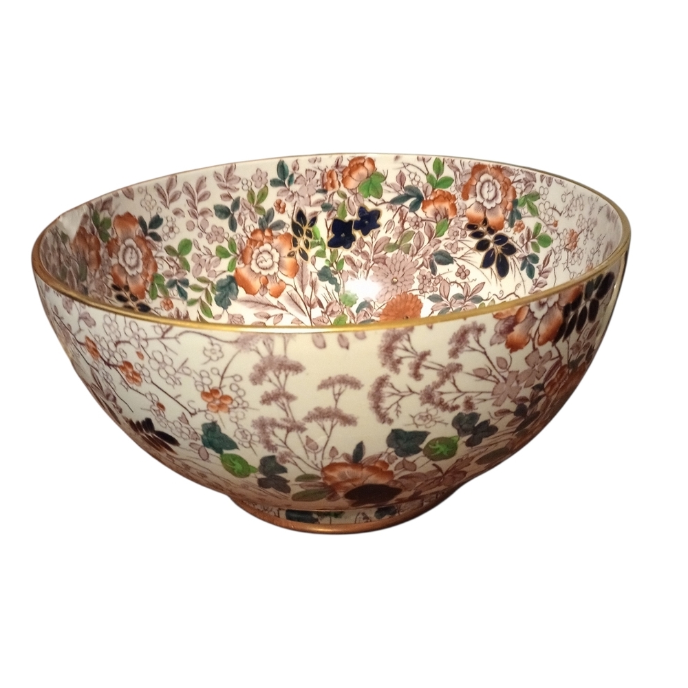 Royal 20th Century Cauldon Jacqueline Floral Bowl, Gold Rim, Wonderful Piece!